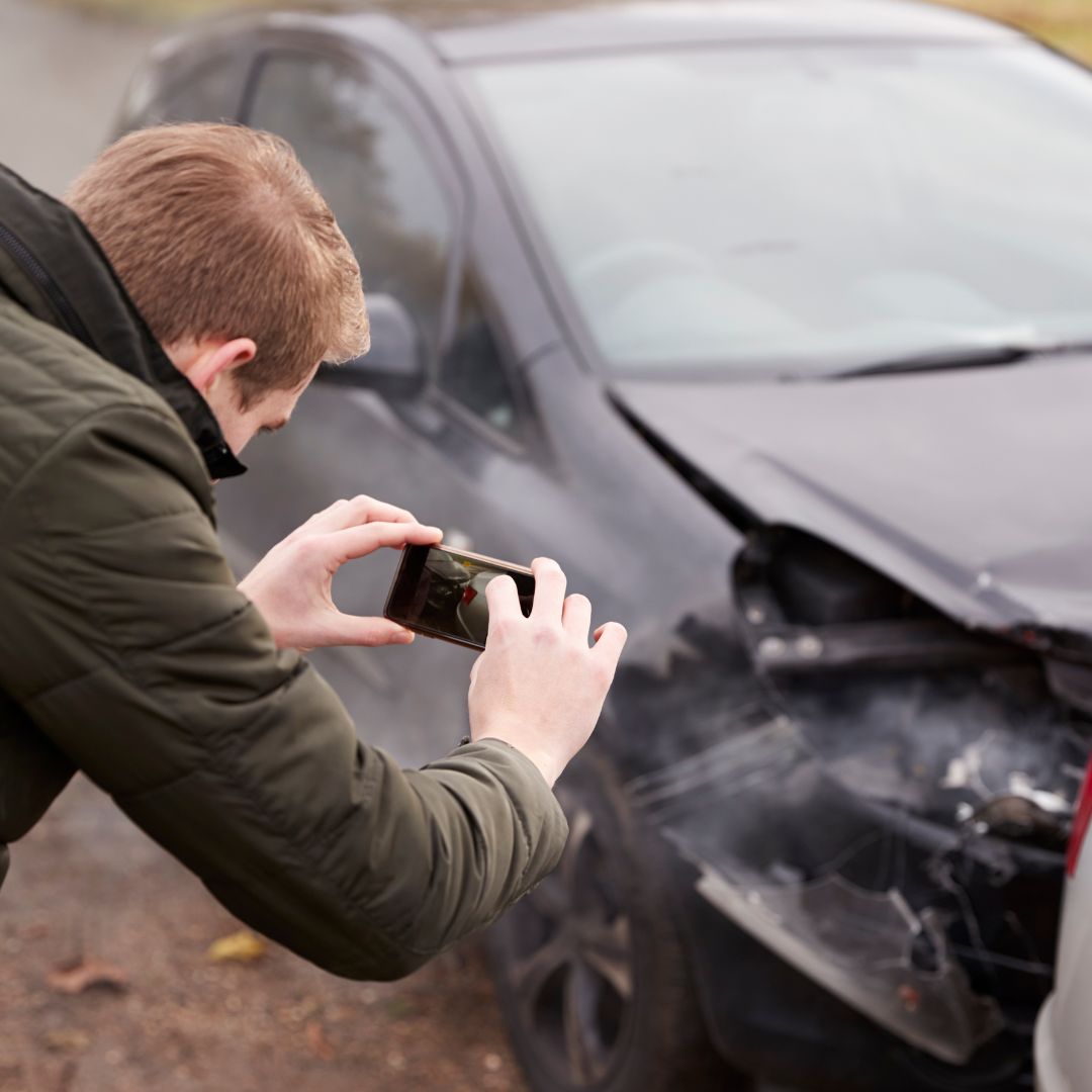 man photos car damage